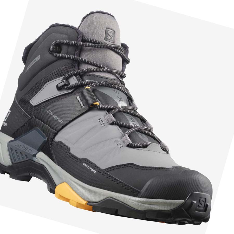 Salomon X ULTRA 4 MID WINTER THINSULATE™ CLIMASALOMON™ WATERPROOF Téli Csizma Férfi Fekete Szürke | HU 2249BEX